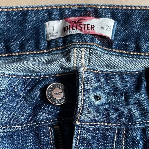Hollister California Denim Blue Jeans Size 1 w25 Distressed Whiskering & Fading - Picture 2 of 11